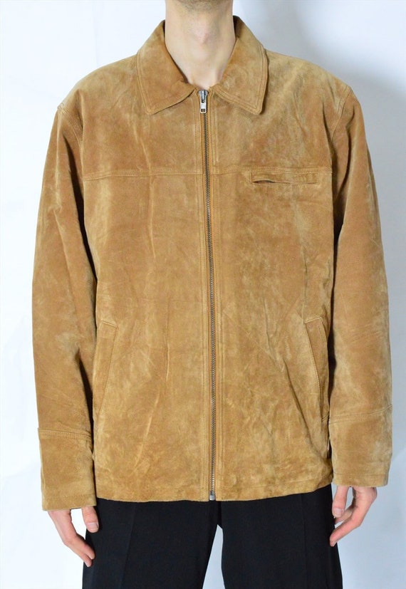 Vintage 90s Camel Brown Grunge Leather Jacket Siz… - image 3