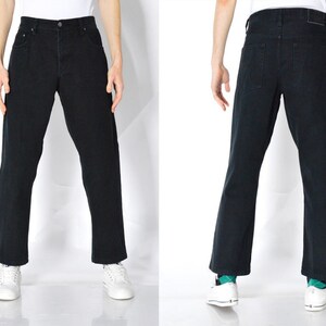 Y2K Black Minimalist Jeans Mens Casual Denim Pants Waist Size 36 In L