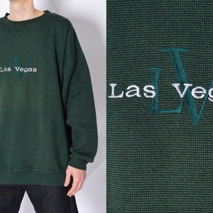 Vintage 90s Forest Green Embroidered Las Vegas USA Sweatshirt Mens Jumper Size XXXL