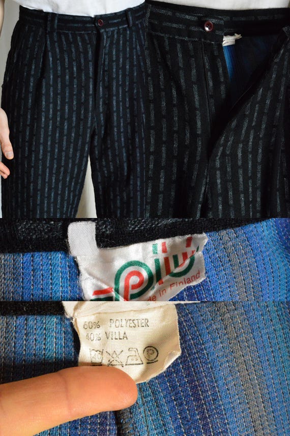 Vintage 60s Striped Wool Pants, High Rise Trousers, Waist 27 XS - Etsy