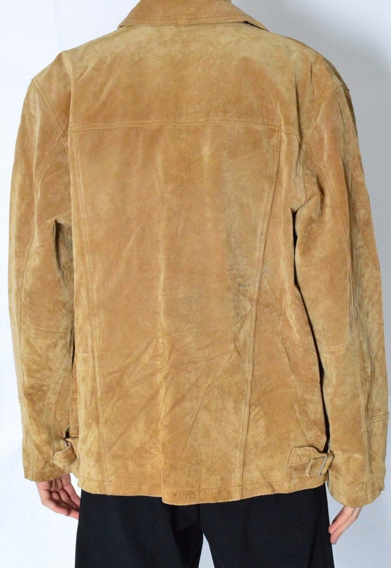 Vintage 90s Camel Brown Grunge Leather Jacket Siz… - image 4