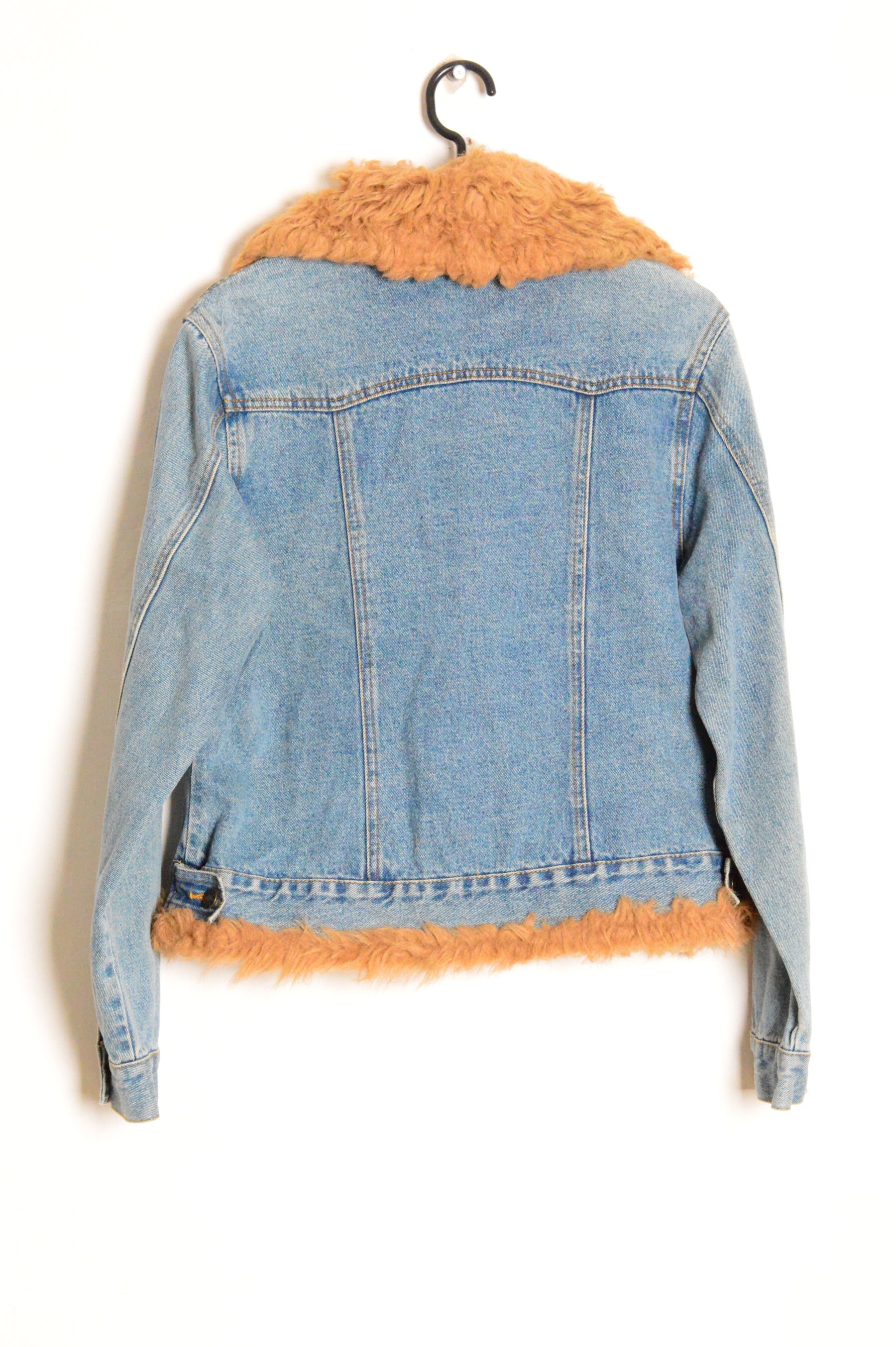 Y2K Light Blue Faux Fur Penny Lane Style Denim Womens Grunge Y2K Light Blue Faux Fur Penny Lane Style Denim Womens Grunge