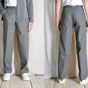 Vintage des années 90 gris minimaliste laine plissé pantalon pour homme taille 27 po image 1