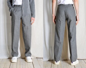 Vintage 90s Grey Minimalist Wool Pleated Mens Pants Waist size 27 In