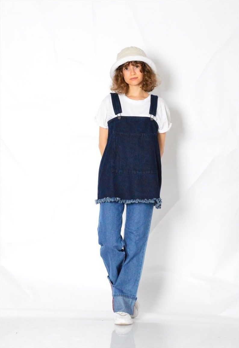 Y2K Vintage Blue Denim Dungarees Womens Top Size XS image 2