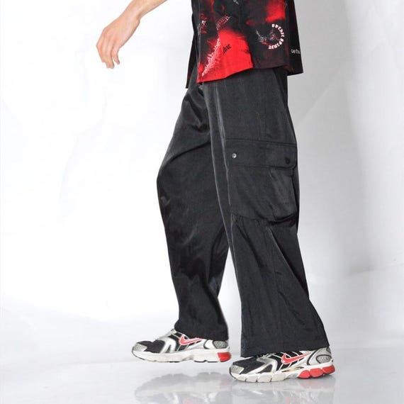 Vintage 90s Unisex Shiny Black Cargo Pants Waist Size 34 in M - Etsy