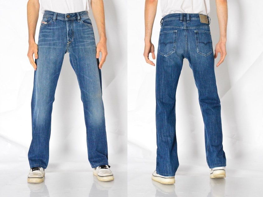 Y2K Vintage Diesel Jeans, Faded Blue Grunge Mens Denim Trousers