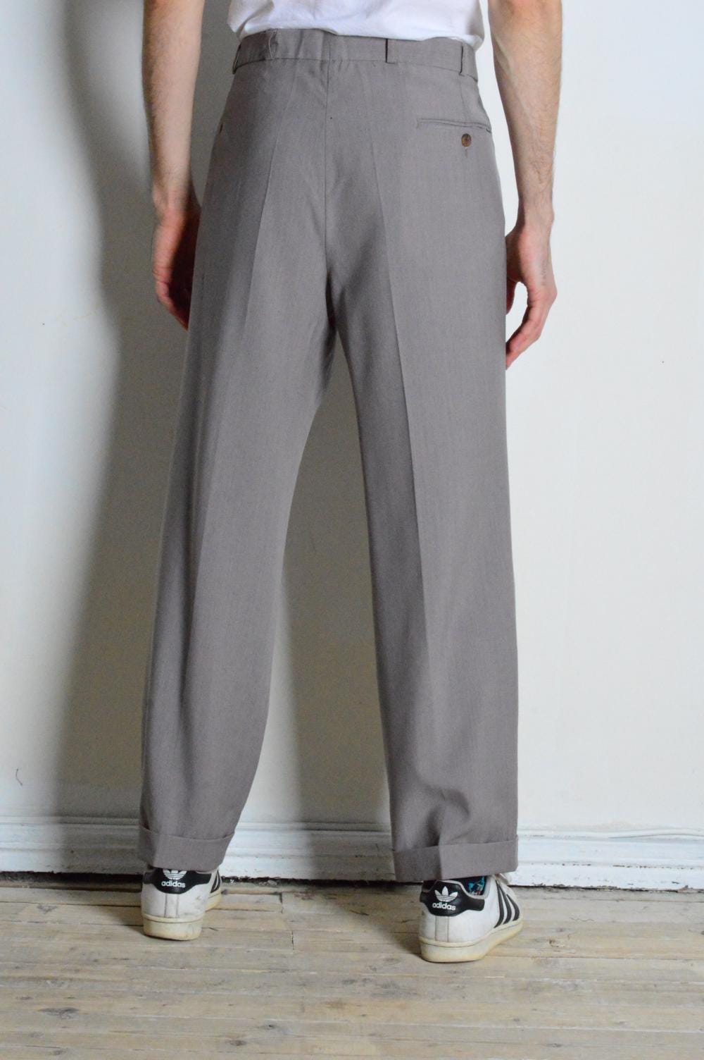 Vintage 80s Gray Wool Blend Pleated Formal Mens Pants Slacks Waist Vintage 80s Gray Wool Blend Pleated Formal Mens Pants Slacks Waist