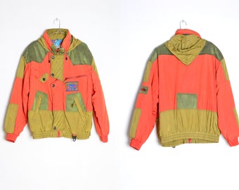 vintage 80s Snowboard Ski Planet Space Jacket avec capuche