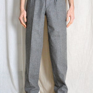 Vintage des années 90 gris minimaliste laine plissé pantalon pour homme taille 27 po image 6