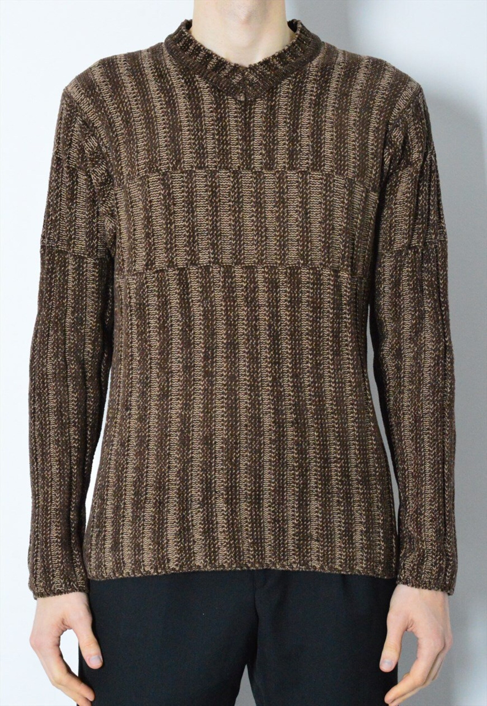 brown v neck jumper