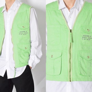 Vintage 90s Pastel Mint Green Utility Mens Cargo Vest Size Medium M