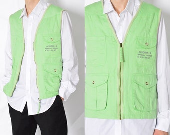 Vintage 90s Pastel Mint Green Utility Mens Cargo Vest Size M
