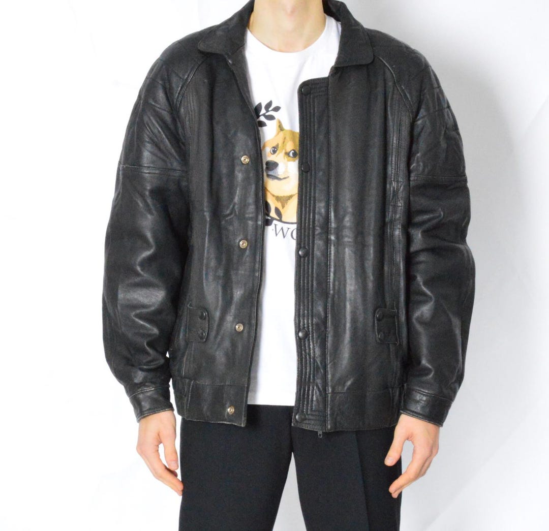 Vintage 80s Black Grunge Jacket Size L - Etsy