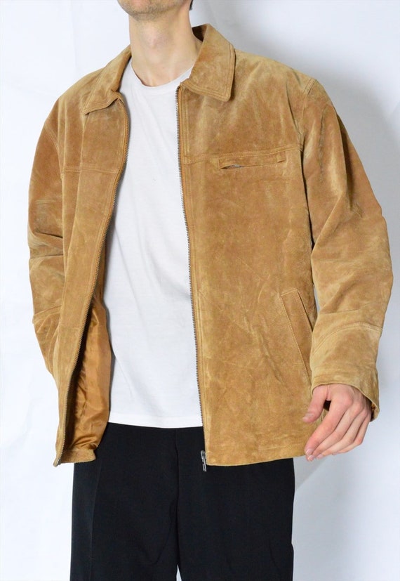 Vintage 90s Camel Brown Grunge Leather Jacket Siz… - image 5