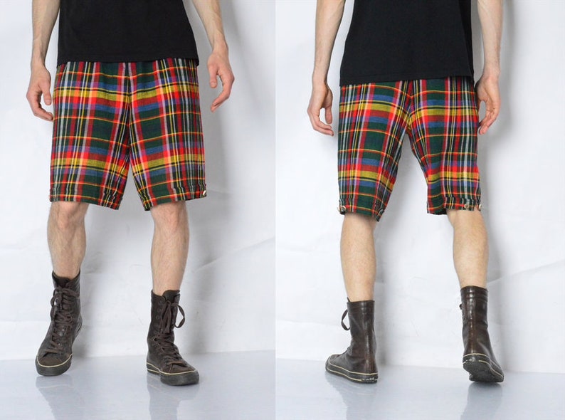 Vintage 80s Colourful Check Linen Blend 