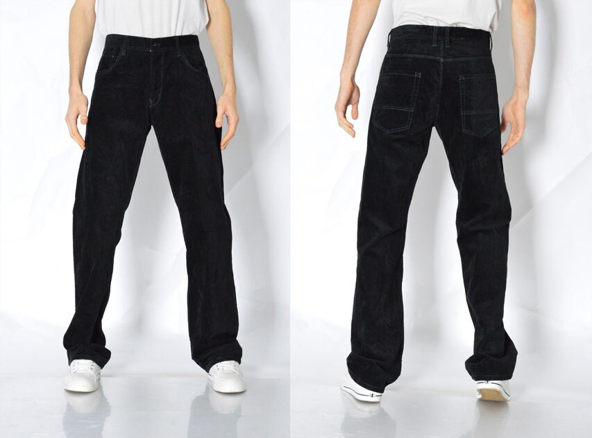 Y2K Black Velvet Minimalist Pants Pantaloni Uomo Grunge Preppy Taglia Vita 33 In 84 cm M Abbigliamento Abbigliamento uomo Pantaloni 