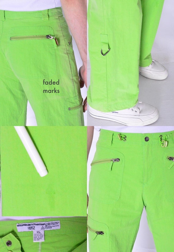 Cargo Pants - High Waisted - Full Length - Lime Green