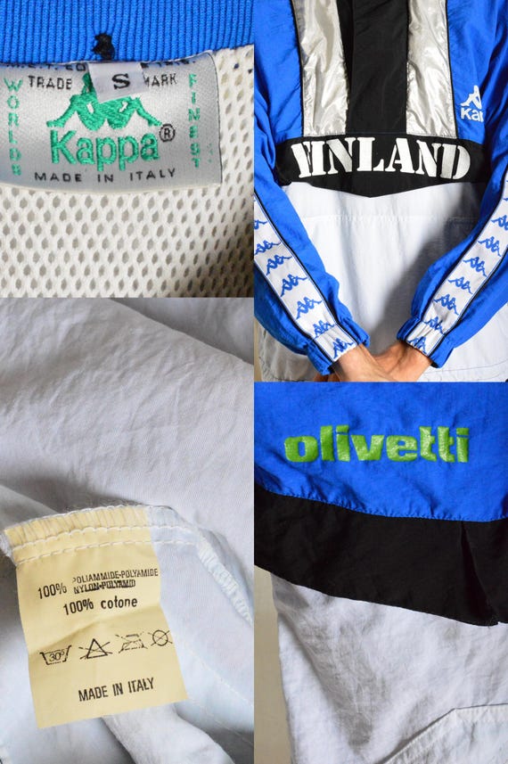 Vintage 90s Blue Silver Finland Kappa Athletic Anorak Track Jacket 