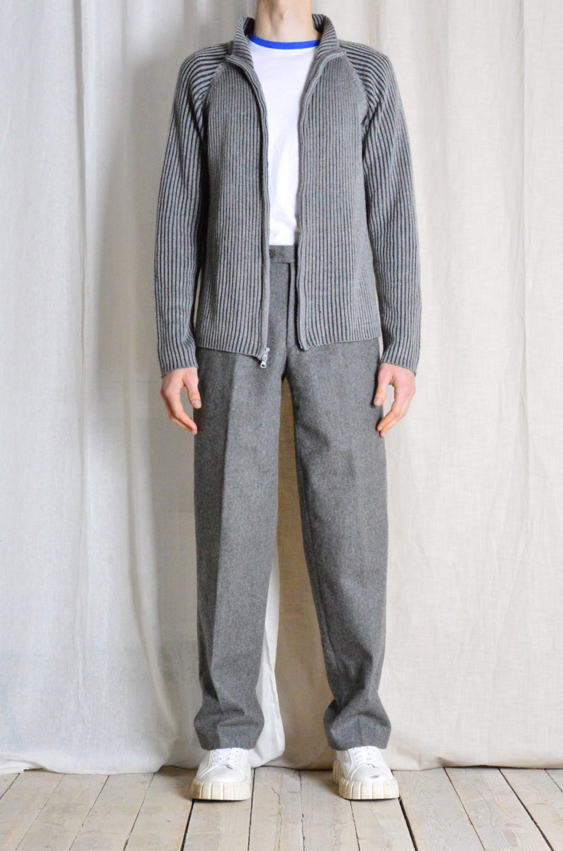 Vintage des années 90 gris minimaliste laine plissé pantalon pour homme taille 27 po image 9