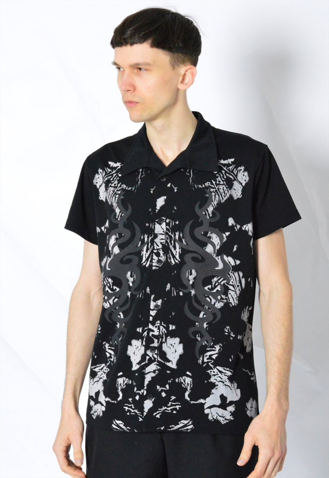 Y2K Vintage Black White Tribal Print Grunge Mens Shirt Size M - Etsy