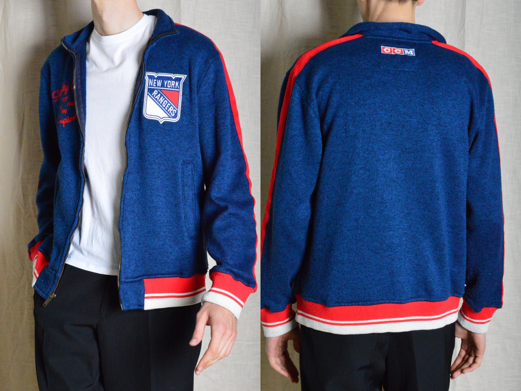 New York Rangers Blue and White Varsity Jacket - NHL Varsity Jacket XS