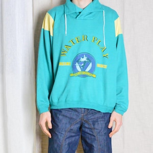 Vintage 70s Mint Green Graphic Miami Beach Sweatshirt Size L