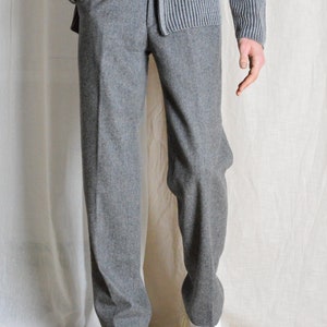Vintage des années 90 gris minimaliste laine plissé pantalon pour homme taille 27 po image 8