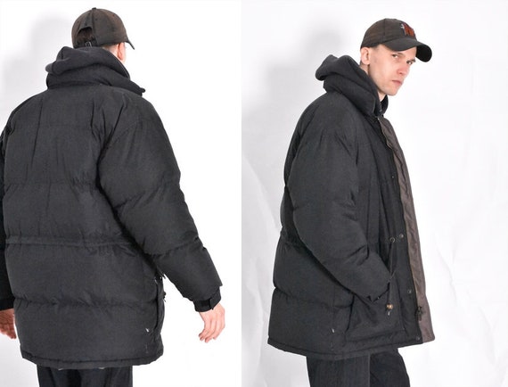 Vintage 80s Black Winter Puffer Jacket Mens Coat S