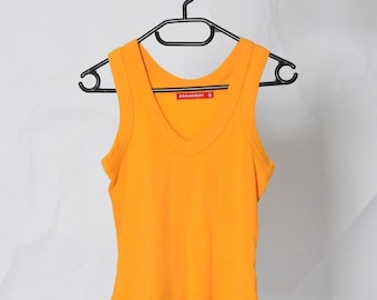 Top minimalista grunge naranja vintage Y2K para mujer, talla M