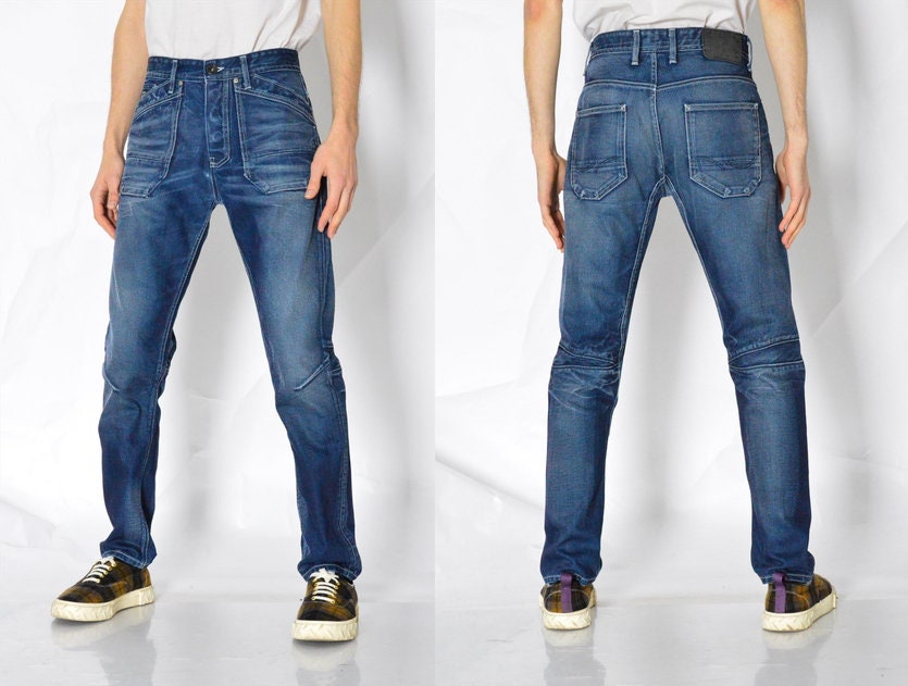 Y2K Faded Navy Blue Slim Fit Jeans Mens Denim Pants Waist Size - Etsy  Denmark