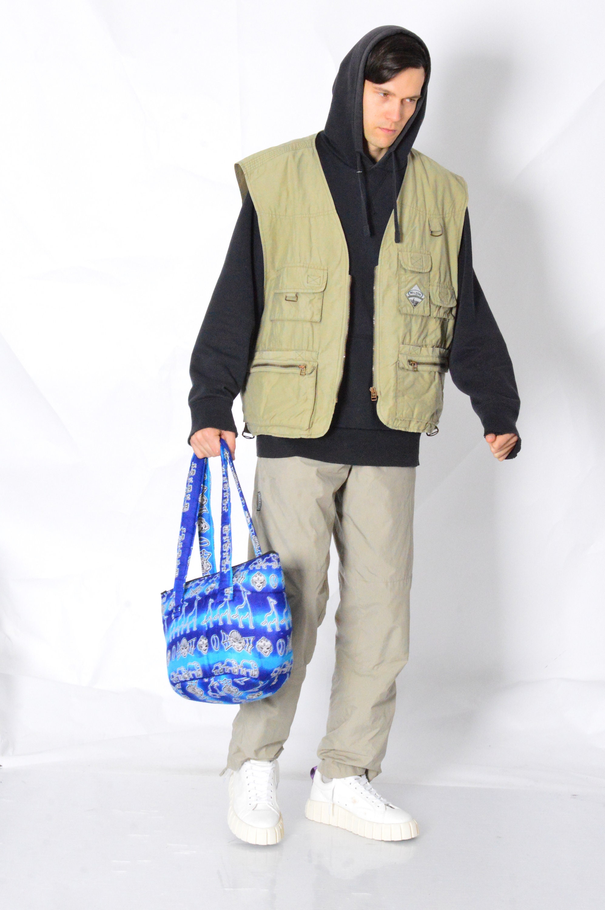 Gilet De Pêche Utilitaire Vintage Années 30-40 – Coton Sergé Beige – Occasion Japon