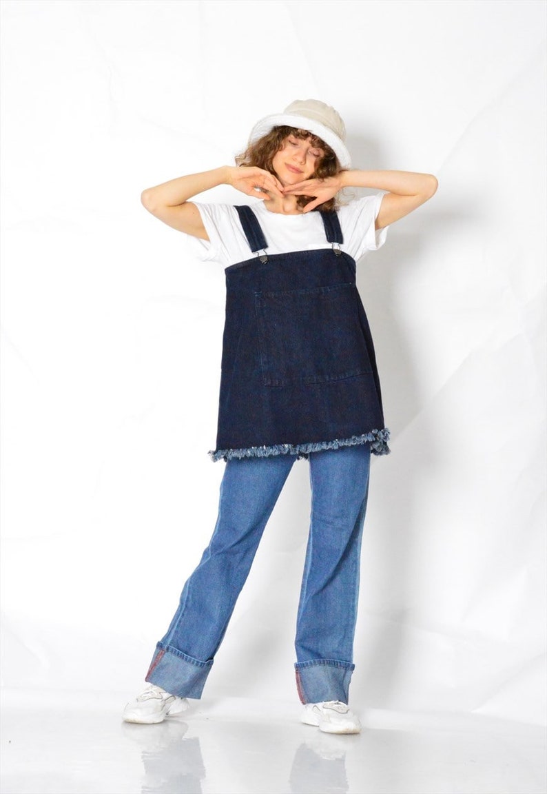 Y2K Vintage Blue Denim Dungarees Womens Top Size XS image 4