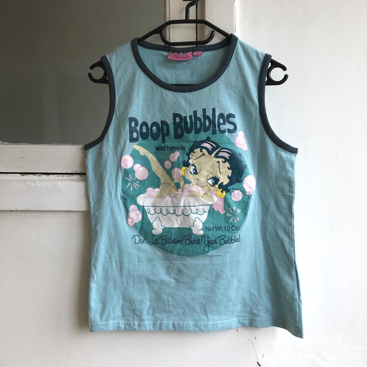 Y2K Baby Blue Graphic Betty Boop Womens Tank Top Anime Cartoon Shirt Size Large L