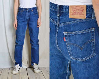 Vintage 90s Unisex Azul Levis 534 Jeans Talle Alto Cintura Talla 29 En Medio