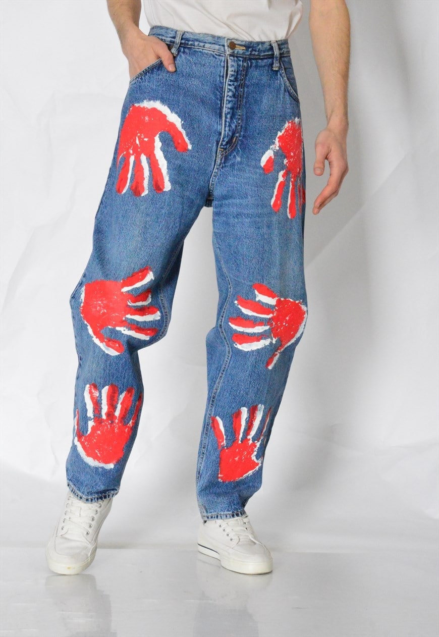 80s painted jeans