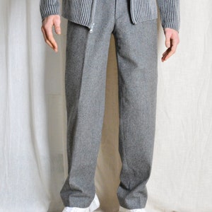 Vintage des années 90 gris minimaliste laine plissé pantalon pour homme taille 27 po image 5