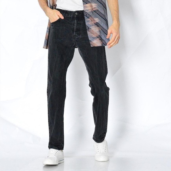Y2K Faded Black Grunge Jeans Mens Denim Pants Waist Size 31 in 79