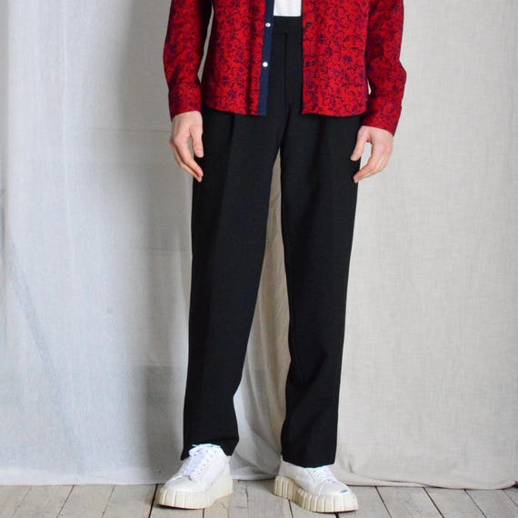 Vintage 90s Wool Blend Pleated Mens Pants, Black Preppy Trousers, Waist 30  - Etsy Israel
