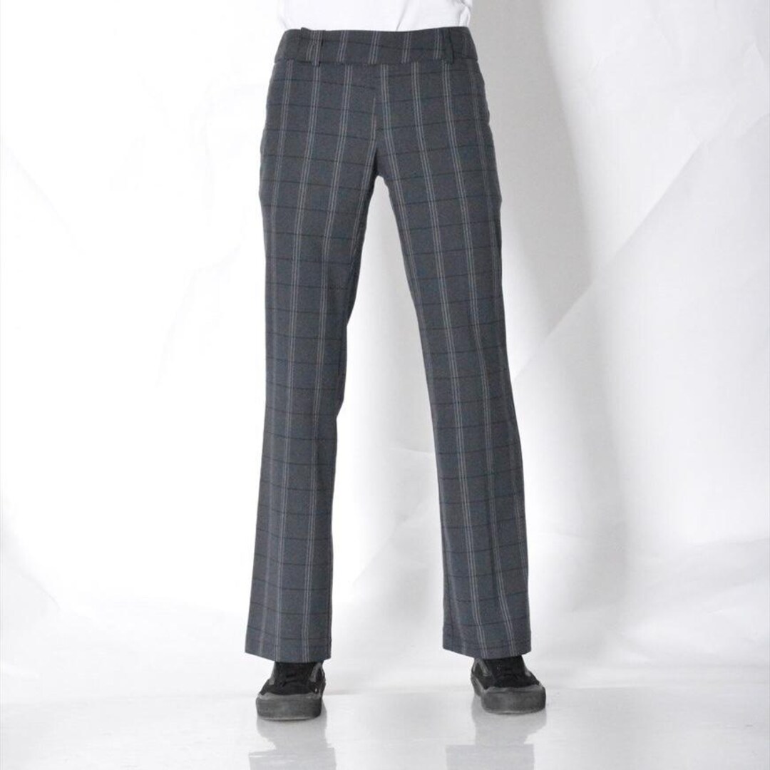 Y2K Grey Check Womens Pants Minimalist Formal Trousers Waist Size 28 in ...
