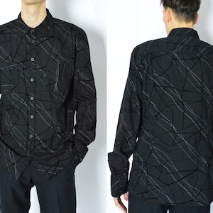 Y2K Black Striped Long Sleeve Shirt Size XL