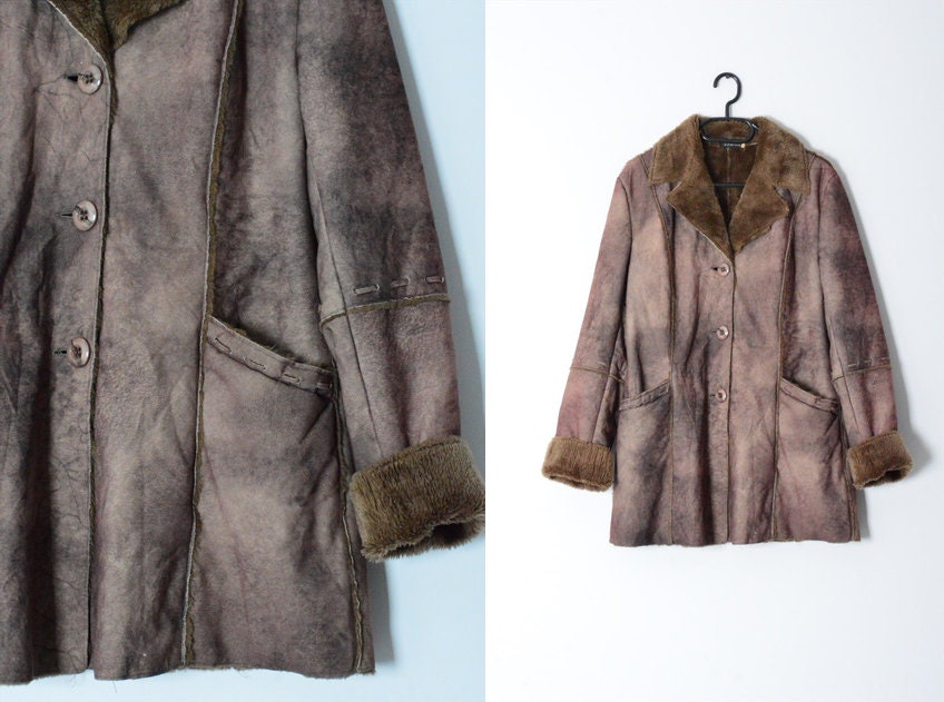 Y2K ブラウン グランジ ウォームコート レディース ジャケット サイズ
