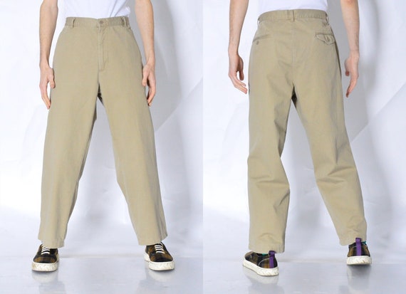 Y2K Beige Dockers Pants Mens Minimalist Trousers Wais… - Gem