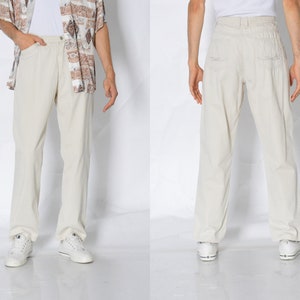 Y2K Unisex Beige Minimalist Mens Pants Waist Size 31 In S