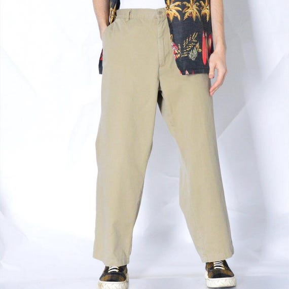 Y2K Beige Dockers Pants Mens Minimalist Trousers Waist Size