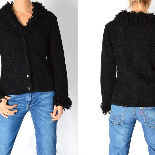 Y2K Schwarz Strick Grunge Cardigan Damen Grunge Jacke Grunge Jacke Grung