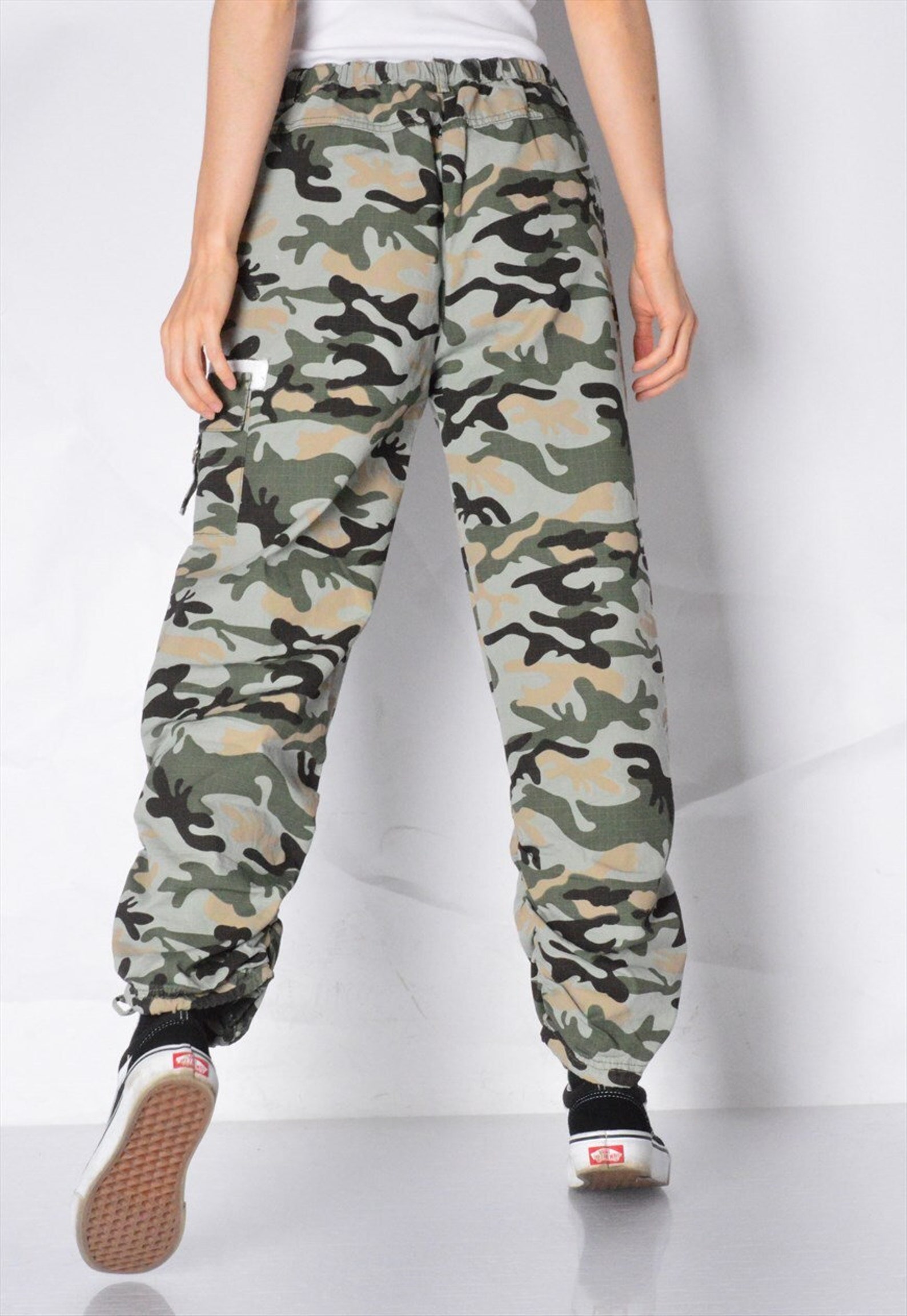 Y2K Vintage Khaki Camo Print Cargo Womens Pants Petite - Etsy