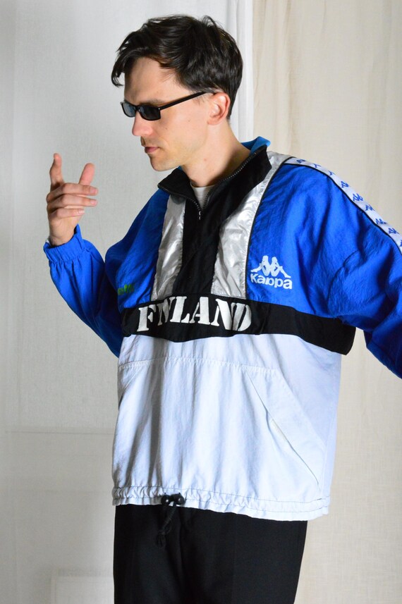 Vintage 90s Blue Silver Finland Suomi Kappa Sports Athletic