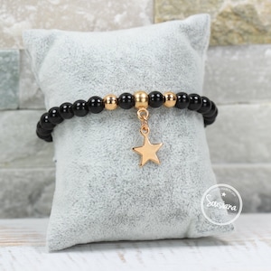 Bracelet Black Obsidian Star rose gold gemstone