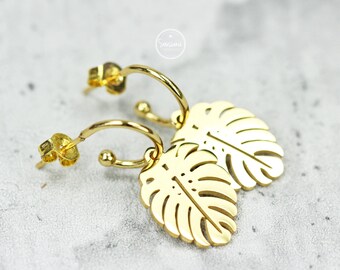 Earrings Leaf gold stainless steel stud earrings